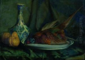 Bodegon De Faisan, Peras Y Porcelana by Geza Peske