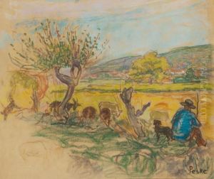 Berger Et Ses Moutons by Jean Misceslas Peske