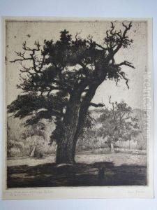 Le Vieux Chene A Barbizon by Jean Misceslas Peske