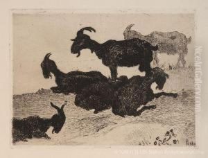 Chevres Au Repos (kozy) by Jean Misceslas Peske