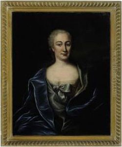 Portrait Of A Lady Wearing A Blue Velvet Cloak