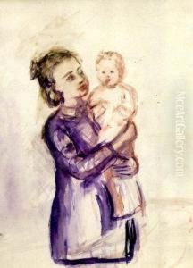 Portrait Of The Artist's Daughterholding An Infant Portrait Of The Artist's Daughterholding An Infant
