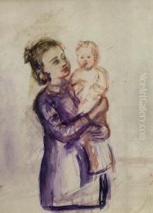 Portrait Of The Artist's Daughter Holding Aninfant Portrait Of The Artist's Daughter Holding Aninfant