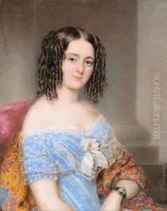 Bildnis Einer Jungen Dame In Kariertem Kleid Und Kaschmirschal by Emanuel Thomas Peter