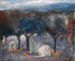 Baigneuses Au Bord Du Lac by Adolph Peterelle