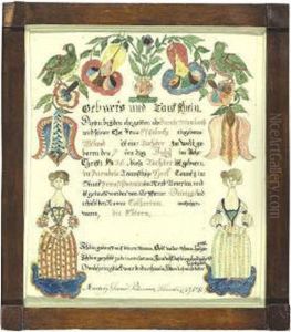 A Geburts- Und Taufschein For Catharina Gambach Of Paradeis Townschip, York County, Pennsylvania A Geburts- Und Taufschein For Catharina Gambach Of Paradeis Townschip, York County, Pennsylvania