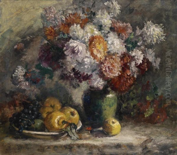 Still Life With Flowers And Bowl Of Fruit - view 1