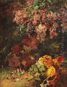 Composition Aux Lilas, Pivoines Et Tulipes Perroquet by Anna Peters