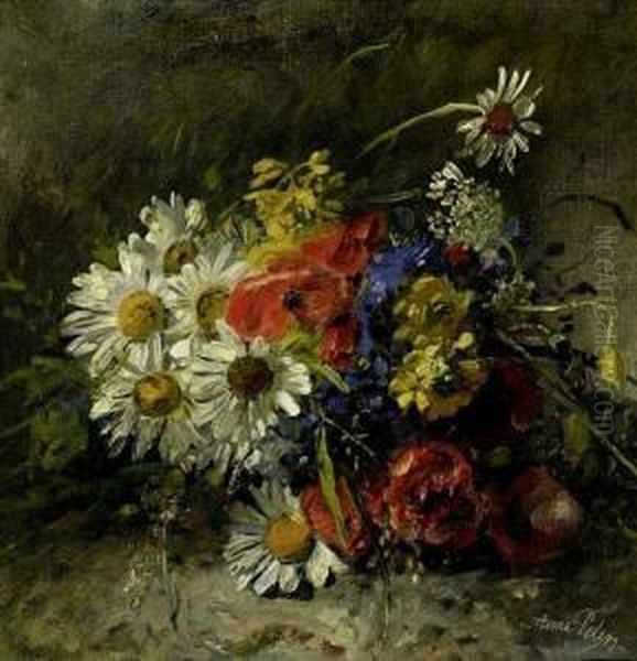 Blumenstillleben Mit Margeriten Und Mohn - view 1