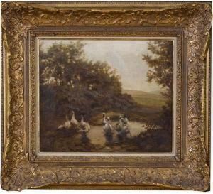 Paesaggio Lacustre Con Anatre by Pieter Francis Peters