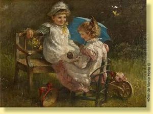 Fillettes Jouant A La Poupee by Pietronella Peters