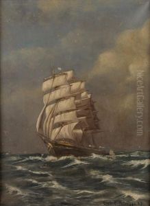 Viermaster Auf Bewegter See by Carl Petersen
