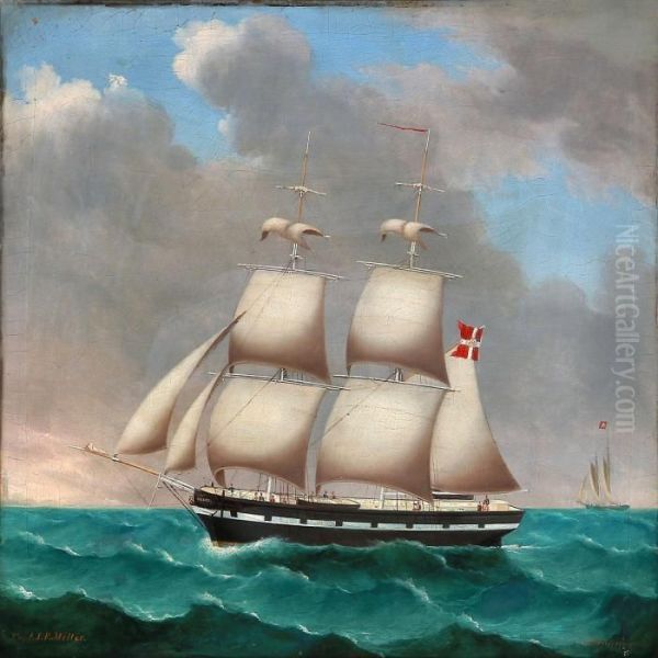 Ship Portrait Of The Danish Bark Ellen Under The Command Of Capt - view 1
