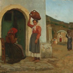 Italian City With A Woman by Sophie Petersen