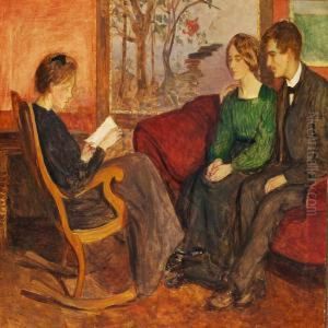 Interior With A Woman In A Rocking-chair by Sophie Petersen