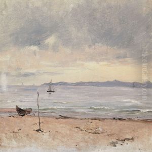 View From Hornbaek Towards Kullen, Sweden, In The Light Of The Setting Sun by Vilhelm Peter Carl Petersen