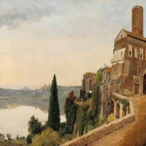 Italian Landscape With The Village Nemi Overlooking Lago Di Nemi by Vilhelm Peter Carl Petersen