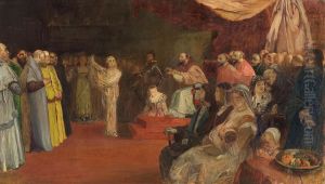 Lucrezia Borgia Dancing For Her Father by Eilif Peterssen