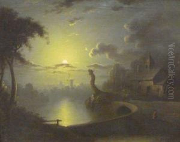 Figure In A Moonlight Landscape - view 1