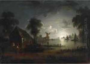 Shipping On A Moonlit Estuary