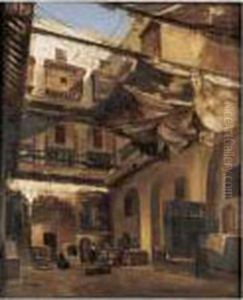 Le Cafe Au Grand Bazar D'istambul by Antoine Baptiste Petit