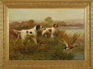 Two Setters Flushing Out A Duck by Eugene Petit