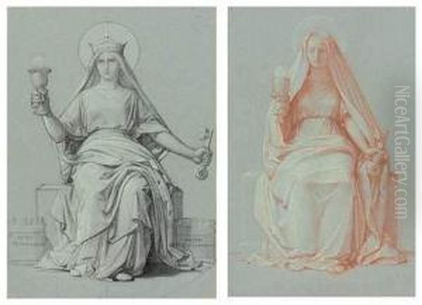 La Foi Et La Fidelite De L'eglise Reposant Sur L'ancien Et Le Nouveau Testament, Deux Dessins - view 1