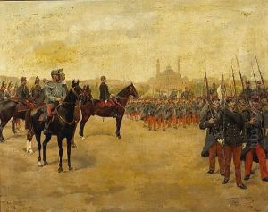 Reviewing The 28th Infantry Regiment With Anorth African Town In The Distance