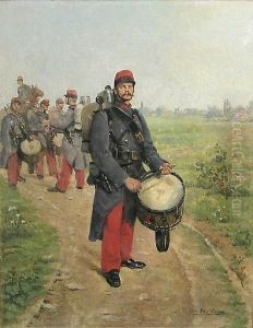 French 28th Infantry Regiment Drummers In The Field by Pierre Petit-Gerard