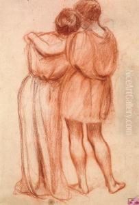 Couple A L'antique Vue De Dos by Hippolyte Petitjean