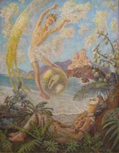 Surreal Dream Along Lake With Serbian Monastery In Background by Nicholas Petkovich