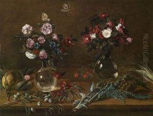 Flowers In Two Glass Vases