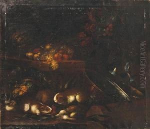 Natura Morta Con
Fiori, Frutta E Porcellini D'india