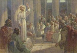 Jesus Preaching In The Temple by Costin Petrescu-Dragoe