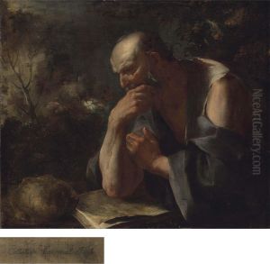 Saint Jerome Reading In A Landscape by Giuseppe Antonio Petrini