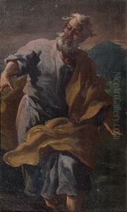 Homme Habille A L'antique Dans Un Paysage by Giuseppe Antonio Petrini