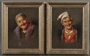 Pair Of Portrait Heads Of Peasants: Grandmother by Arturo Petrocelli