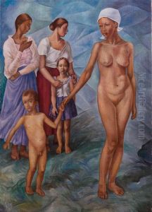 Donne E Bimbi by Kuzma Sergievitch Petrov-Vodkin