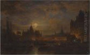 Amsterdam By Moonlight by Alexei Petrovitch Bogoliubov