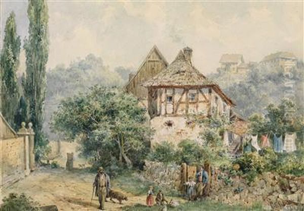 A Village Motifwith Houses On A Hill - view 1