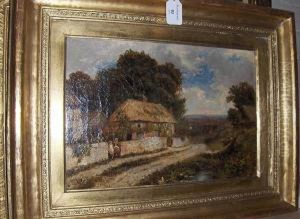 Thatched Cottages By A Country Lane, 1874 - view 1