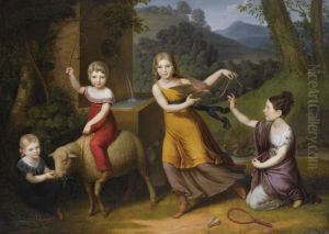 Portrait Of Four Children by Anton Petter