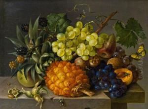 Fruchtestillleben Mit Trauben Und Ananas by Franz Xaver Petter