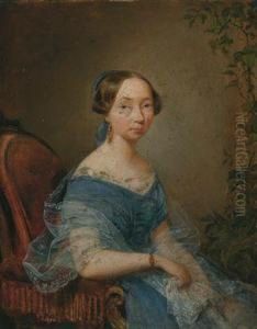 Bildnis Amalie Bartsch Im Blauen Kleid by Theodor Petter