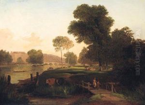 Figures In A Meadow With Richmond Bridge Beyond