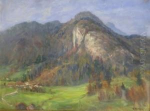 Gebirgslandschaft Mit Kl. Dorf by Rudolf Petuel