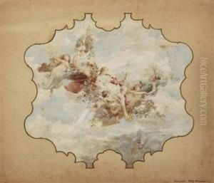 Flora Und Vier Schwebende Genien Mit Putti Flora Und Vier Schwebende Genien Mit Putti