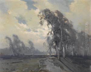 Flusslandschaft In Der Dammerung In Illinois.