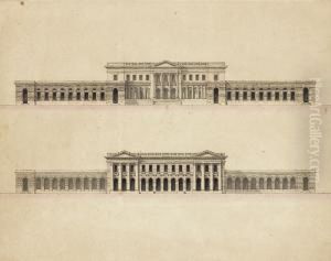 Projet De Palais, Facades Exterieures Et Sur Cour by Marie Joseph Peyre