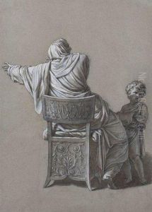Femme Assise Drapee A L'antique Vue De Dos by Jean-Francois-Pierre Peyron